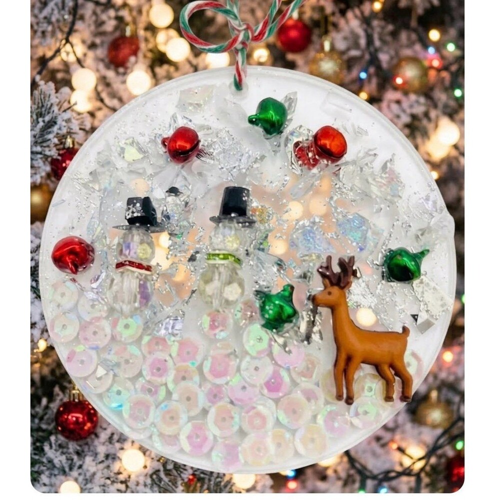 charming, handmade winter wonderland ornament/ sun catcher hand made